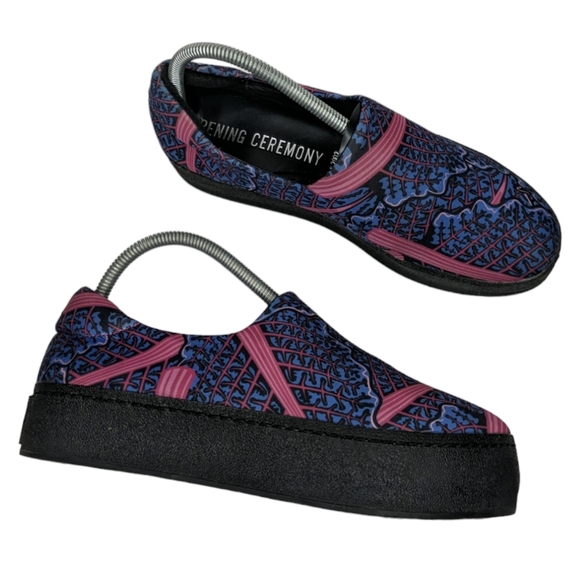 Opening Ceremony Blue/Pink/Purple Printed Platform Slip On Size 39 - Picture 5 of 10